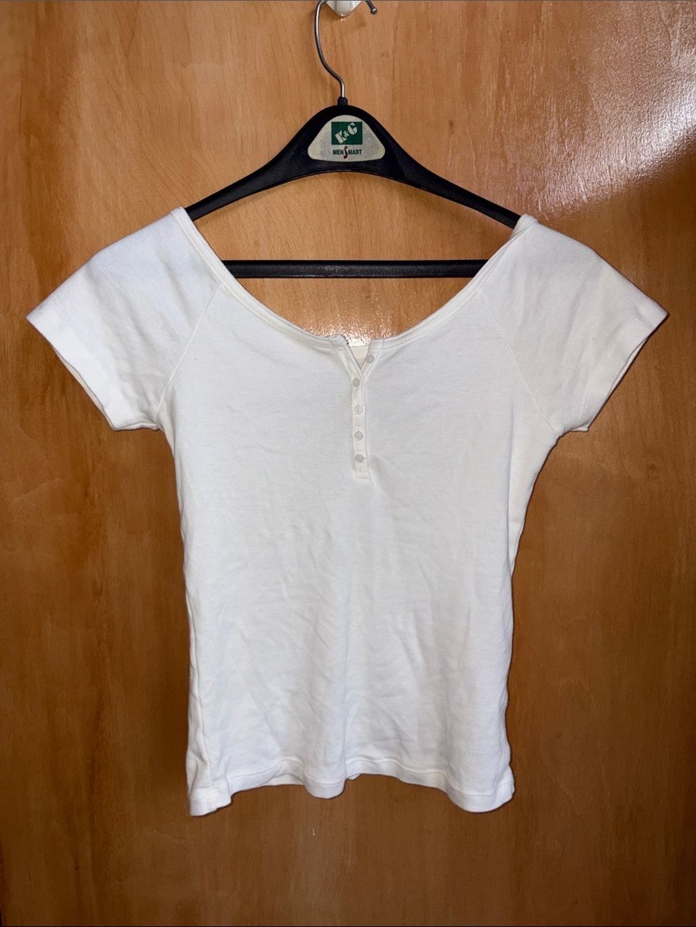 Brandy Melville White Short Sleeve Henley Tee